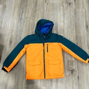NWOT Smonty 10-12Youth fleece lined ski jacket. Green and orange.